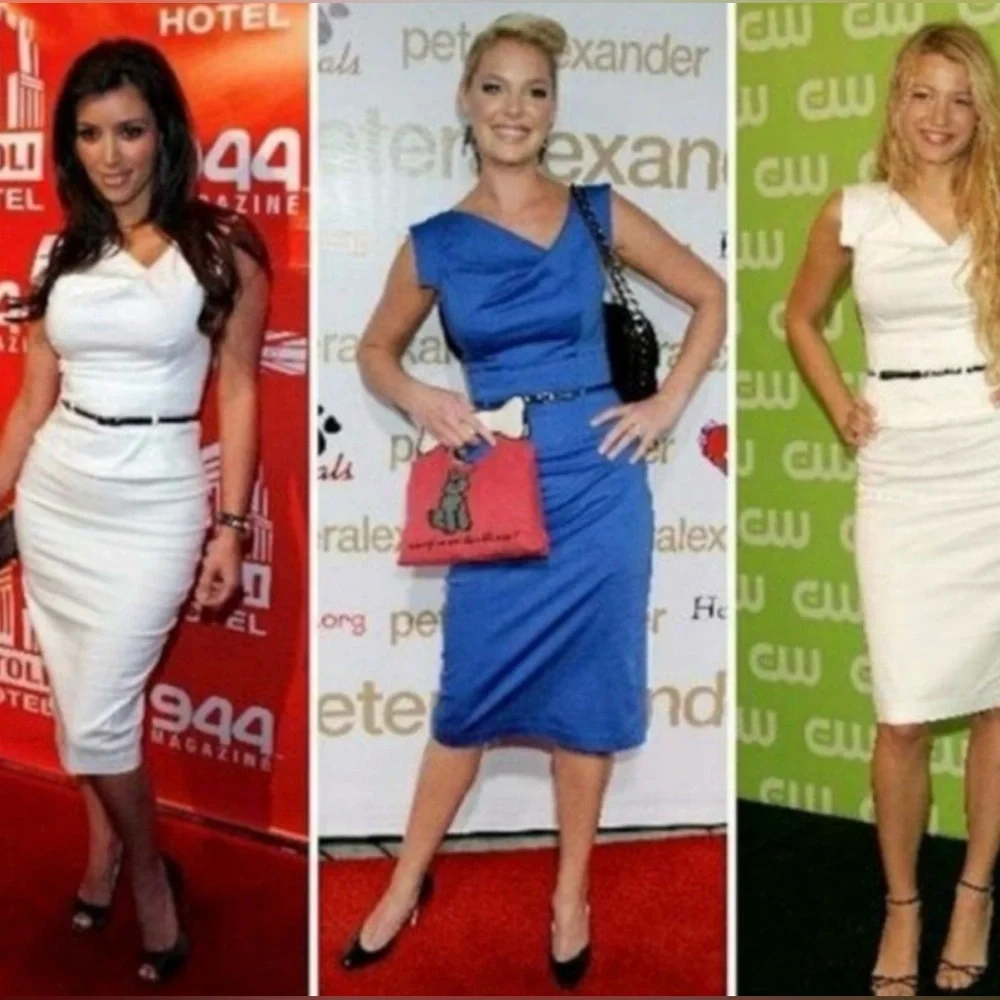 Black Halo- Jackie O metallic 70% linen asymmetrical midi sheath dress.Size 6 - Picture 11 of 11